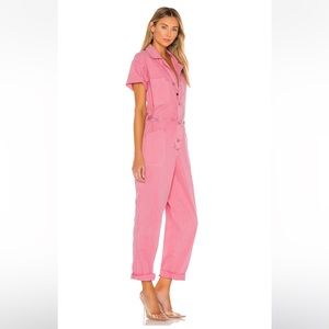Grover Jumpsuit in Flamingo PISTOLA fits like a boyfriend small